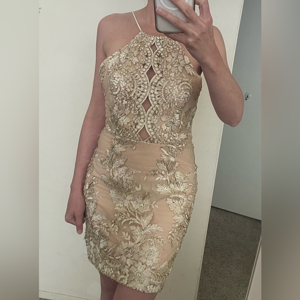 Elegant Gold Embroidered Dress